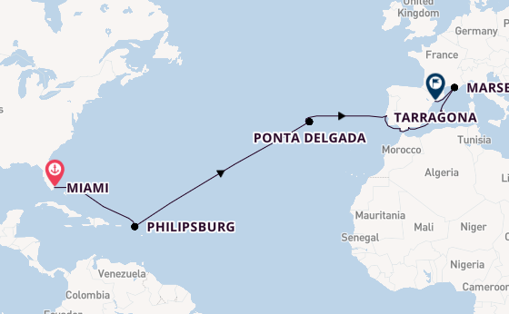 Transatlantic from Miami, Florida with the MSC Meraviglia
