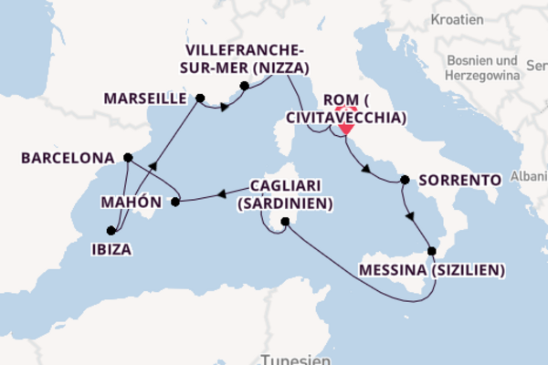 Westliches Mittelmeer ab Rom (Civitavecchia), Italien auf der EXPLORA II