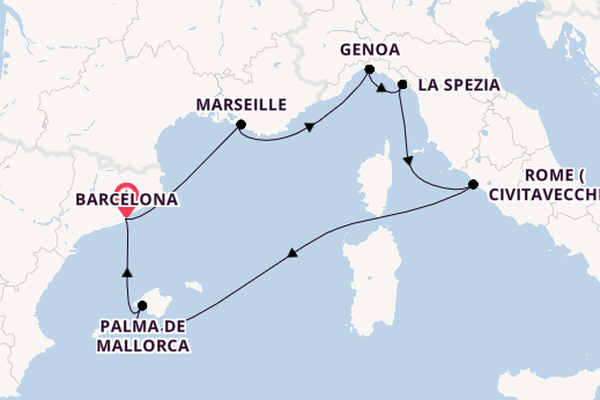 Western Mediterranean from Barcelona, Spain with the MSC Grandiosa