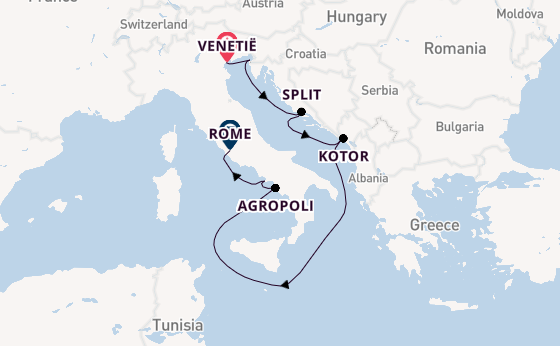 Middellandse Zee vanaf Venetië, Italië met de Silver Ray