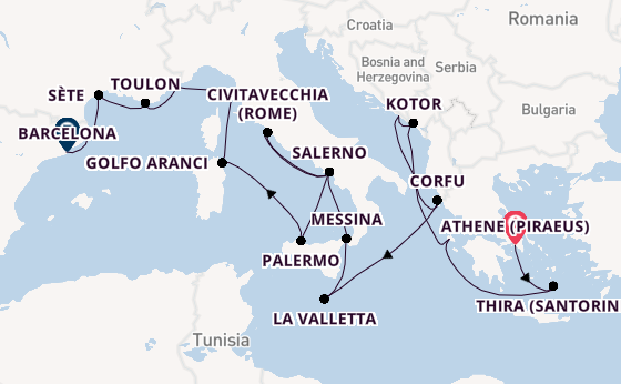 Middellandse Zee vanaf Athene (Piraeus), Griekenland met de Allura