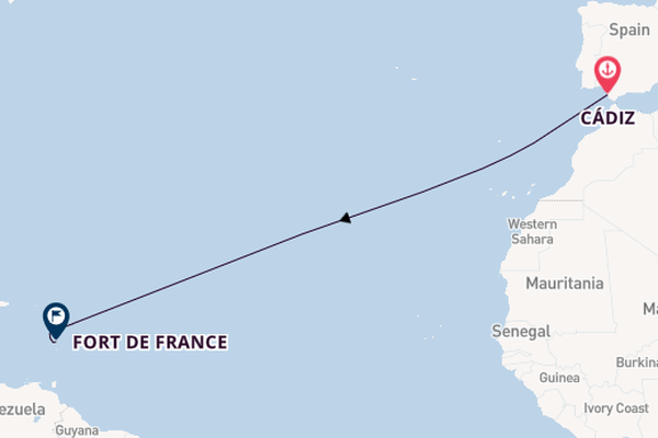 Zuidelijke Caraïben vanaf Cádiz, Spanje met de Le Bougainville
