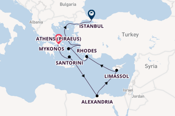 Eastern Mediterranean from Athens (Piraeus), Greece with the Norwegian Viva