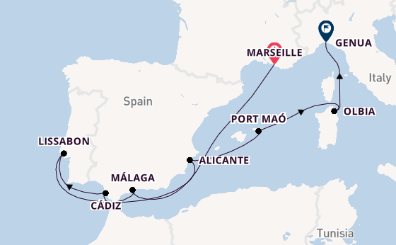 Westelijke Middellandse Zee vanaf Marseille, Frankrijk met de MSC Opera