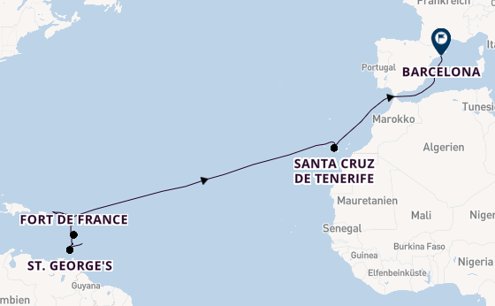 Karibik ab Bridgetown, Barbados auf der MSC World Europa