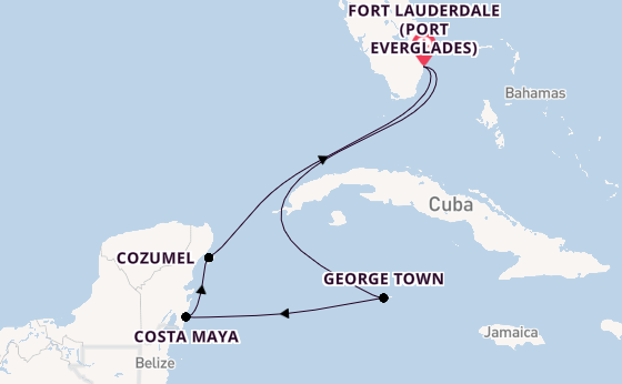 Western Caribbean from Fort Lauderdale (Port Everglades), Florida, USA with the Celebrity Beyond