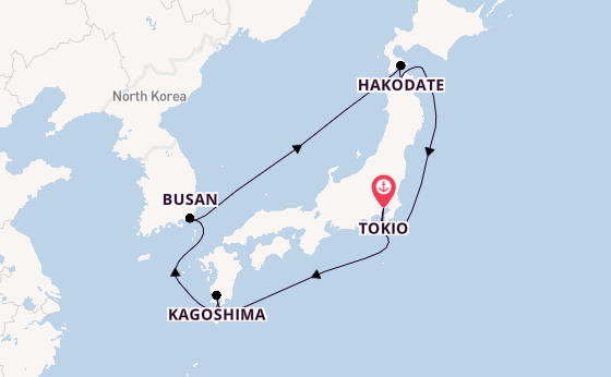 Japan vanaf Tokio, Japan met de Diamond Princess