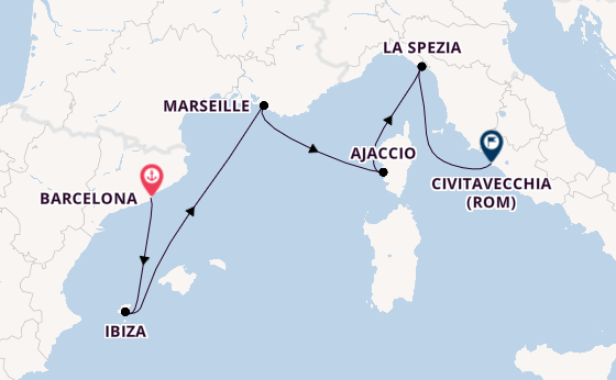 Westliches Mittelmeer ab Barcelona, Spanien auf der Sun Princess