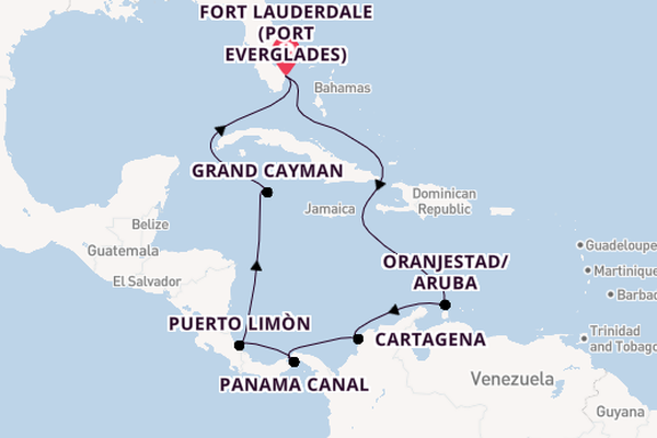 Central America from Fort Lauderdale (Port Everglades), Florida, USA with the Nieuw Amsterdam