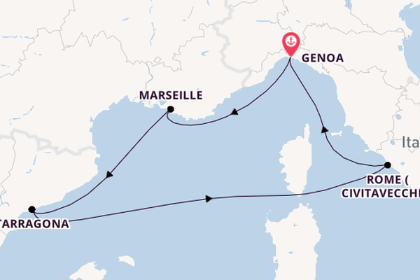 Western Mediterranean from Genoa, Italy with the MSC Magnifica