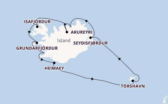 Arktis ab Reykjavik, Island auf der Seven Seas Prestige