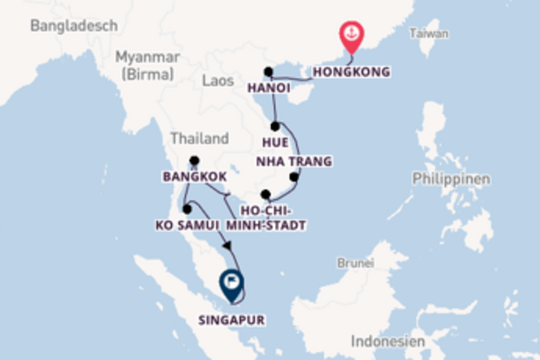 Hongkong, Bangkok und Singapur entdecken