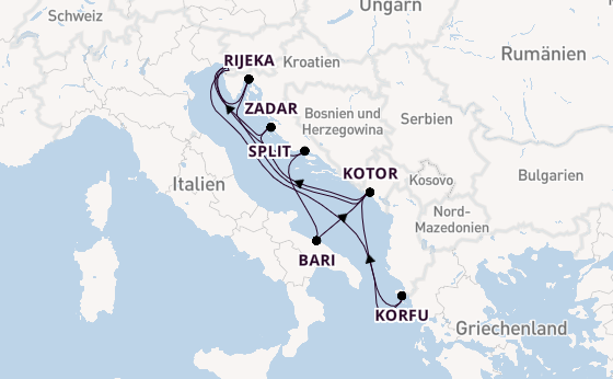 Mittelmeer ab Triest, Italien auf der Mein Schiff 4