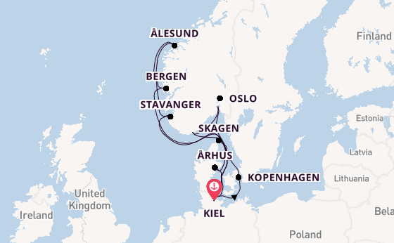 Noorwegen vanaf Kiel, Duitsland met AIDAnova