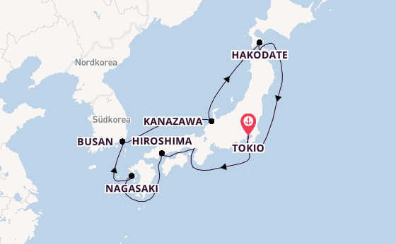 Japan ab Tokio, Japan auf der Silver Moon