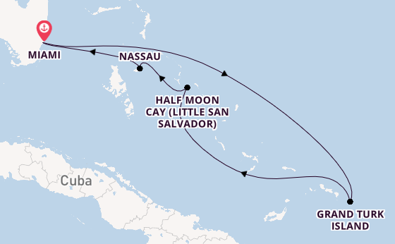 Caribbean from Miami, Florida, USA with the Carnival Sunrise
