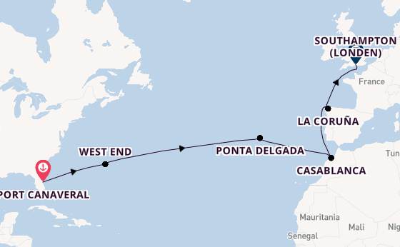 trans-Atlantisch vanaf Port Canaveral, Verenigde Staten met de Sky Princess
