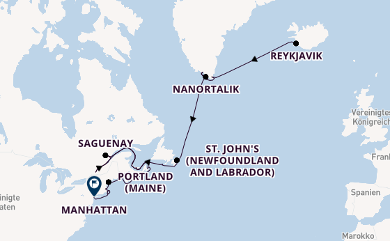 Transatlantik ab Reykjavik, Island auf der Azamara Journey