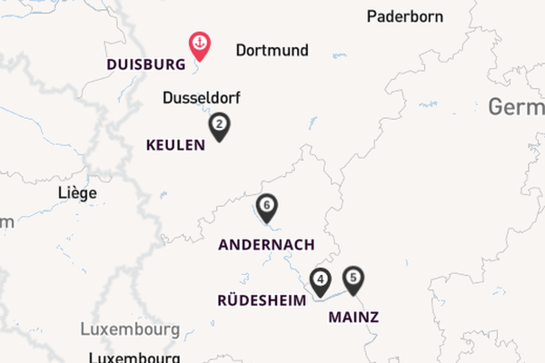 Rijn vanaf Duisburg, Duitsland met de A-ROSA Sena