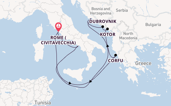 Mediterranean from Rome (Civitavecchia), Italy with the Carnival Legend