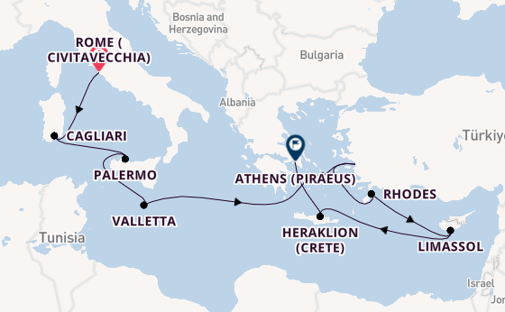 Mediterranean Sea from Rome (Civitavecchia), Italy with the Caribbean Princess