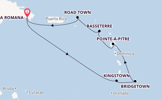 Caribbean vanaf La Romana, Dominicaanse Republiek met de Costa Fascinosa