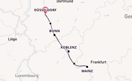 Rijn vanaf Düsseldorf, Duitsland met de VIVA ONE