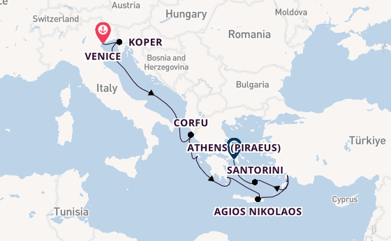 Eastern Mediterranean from Venice, Italy with the Azamara Onward