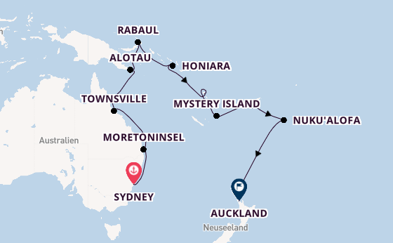 Südsee ab Sydney auf der Westerdam