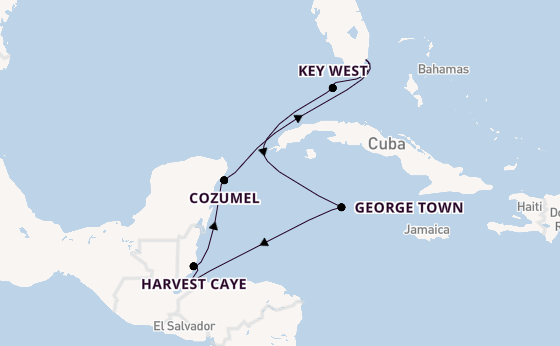 Western Caribbean from Miami, Florida, USA with the Vista