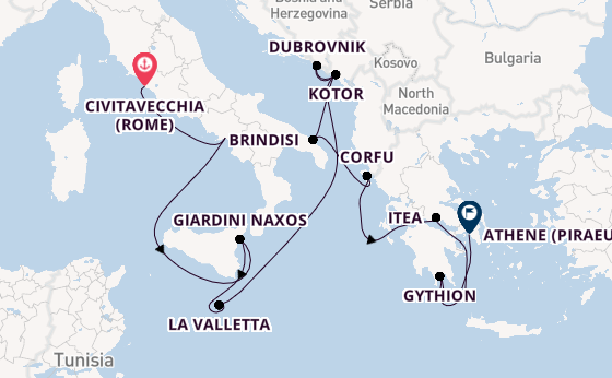 Middellandse Zee vanaf Civitavecchia (Rome), Italië met de Seabourn Ovation