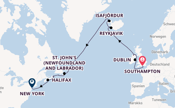 Transatlantik ab Southampton, Großbritannien auf der Sirena