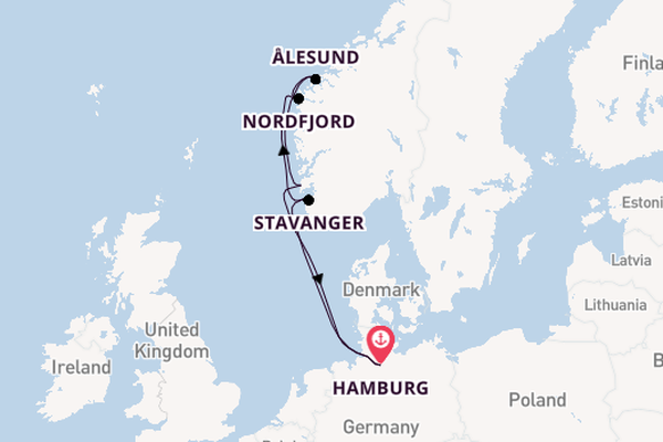 Noorwegen vanaf Hamburg, Duitsland met de Mein Schiff Relax