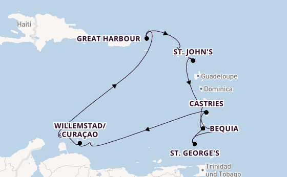Südliche Karibik ab Bridgetown, Barbados auf der Silver Spirit