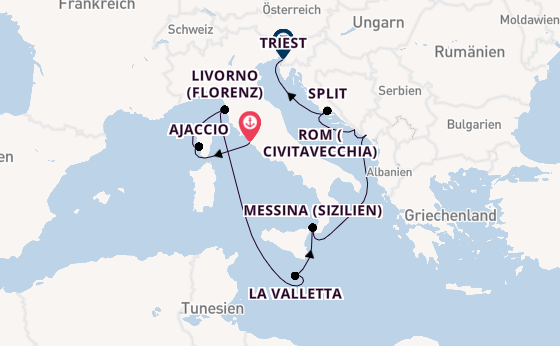 Mittelmeer ab Civitavecchia (Rom), Italien auf der Enchanted Princess