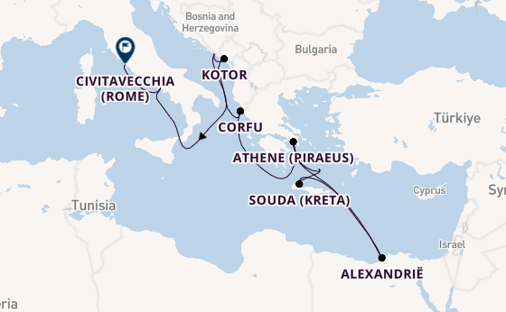 Middellandse Zee vanaf Athene (Piraeus), Griekenland met de Nieuw Statendam