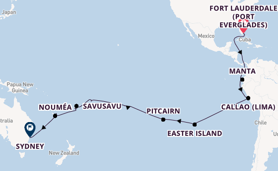 Transpacific from Fort Lauderdale (Port Everglades), Florida, USA with the Volendam