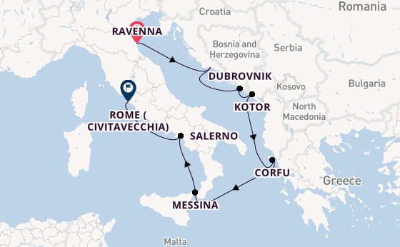 Mediterranean Sea from Ravenna, Italy with the Norwegian Sun
