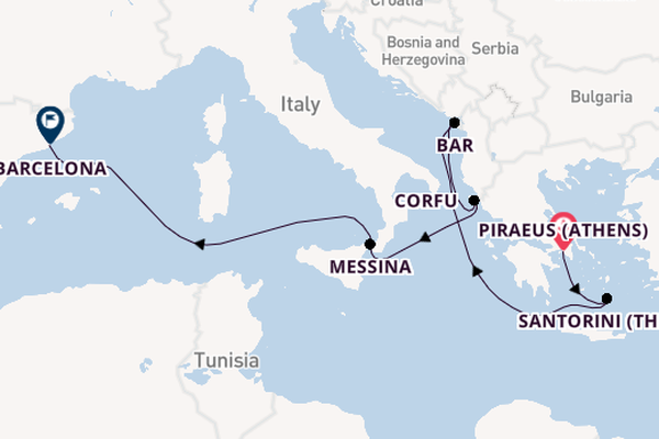 Mediterranean from Piraeus (Athens), Greece with the Sun Princess