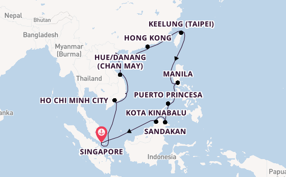 South East Asia from Singapore, Singapore with the Silver Muse