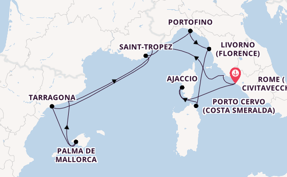 Western Mediterranean from Rome (Civitavecchia), Italy with the EXPLORA I