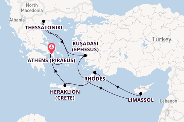 Eastern Mediterranean from Athens (Piraeus), Greece with the Celebrity Infinity