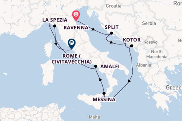 Mediterranean Sea from Ravenna, Italy with the Celebrity Constellation