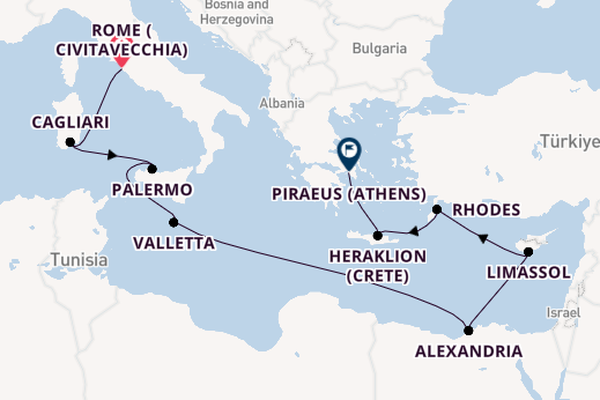 Mediterranean from Rome (Civitavecchia), Italy with the Caribbean Princess