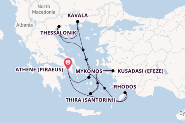 Oostelijke Middellandse Zee vanaf Athene (Piraeus), Griekenland met de Celebrity Infinity