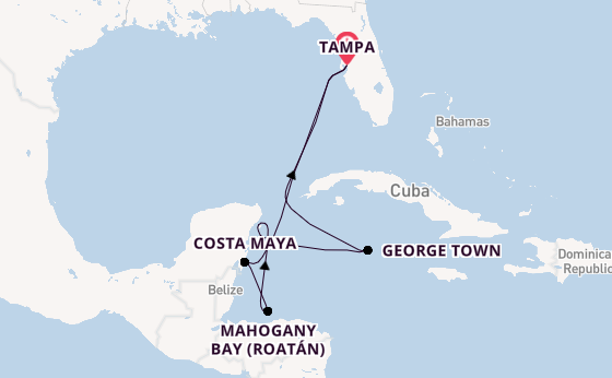 Western Caribbean from Tampa, Florida, USA with the Serenade of the Seas
