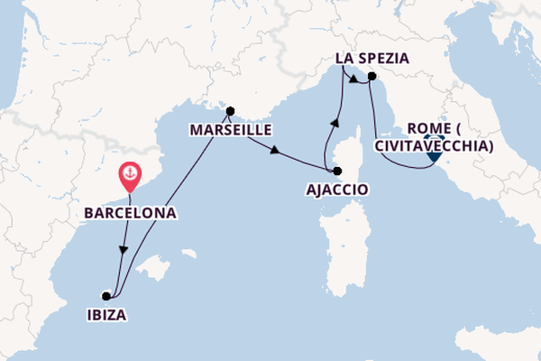 Western Mediterranean from Barcelona, Spain with the Sun Princess