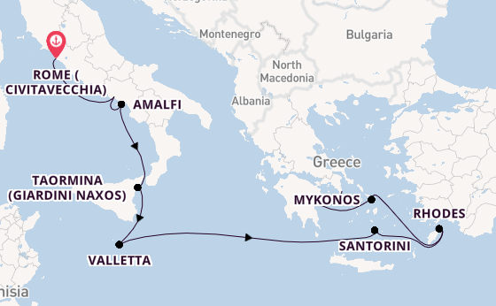 Mediterranean Sea from Rome (Civitavecchia), Italy with the Silver Nova