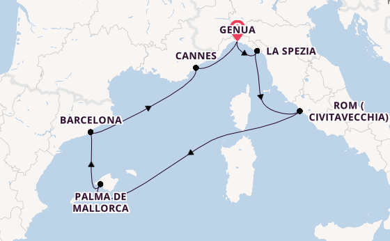 Westliches Mittelmeer ab Deutschland auf der MSC Grandiosa