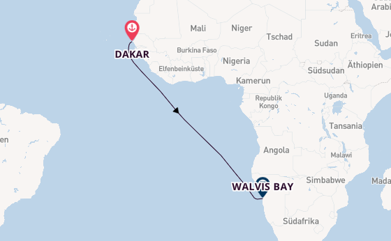 Afrika ab Dakar, Senegal auf der Le Dumont-d'Urville